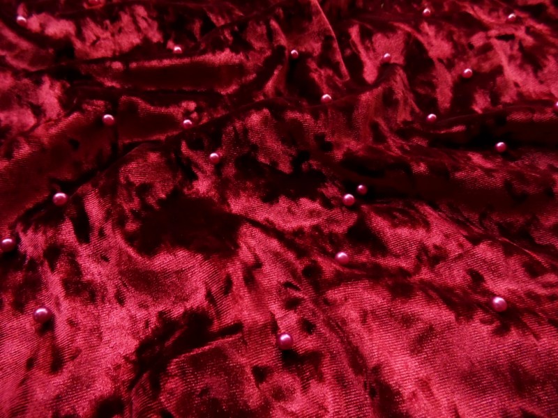 Ткань Бархат с жемчугом (бордо)